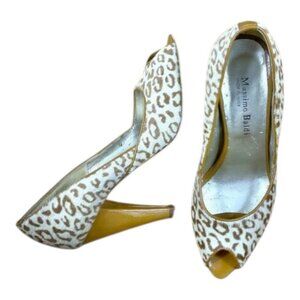 Massimo Baldi Heels Pumps Leopard Calf Hair Peep Toe (7.5)